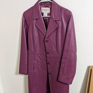 Unique 100% leather jacket overcoat Chadwick's pink purple